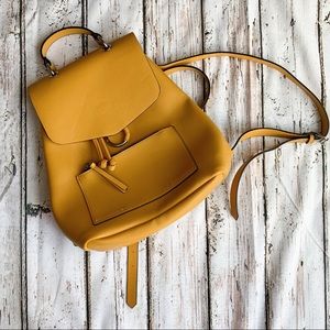 Zara Mustard Yellow Drawstring Backpack Bag